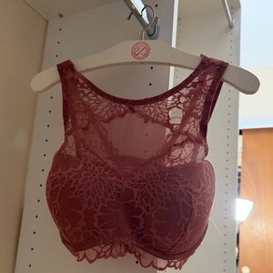 PINK Victoria's Secret Lace Bralette in Deep Pink Size M-DD